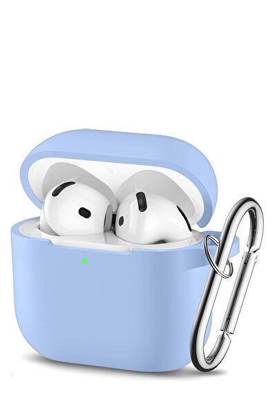 KVK PRİVACY Airpods 4. Nesil Kulaklık Kılıfı Silikon 2024 Kancalı Kılıf Bebe Mavi