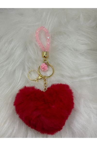 Hediyedukkani Large Luxury Design - Heart and Keychain Plush, Red