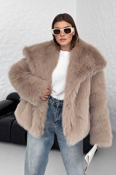 Big Love Premium Faux Fur Coat with Shawl Collar Lining