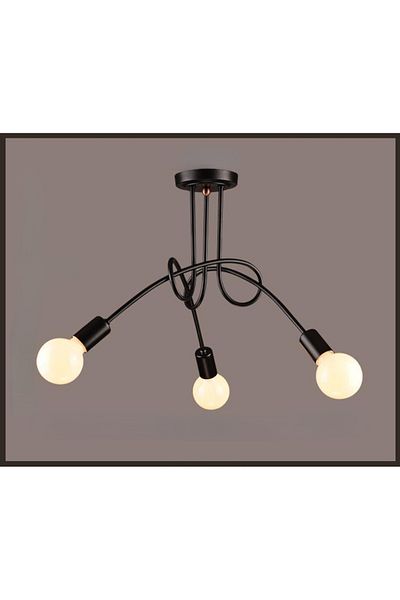 JOYINLED No Bulb 3B Retro Chandelier Wrought Iron LED Ceiling Lamp Black and White E27 Light Living Room Mode