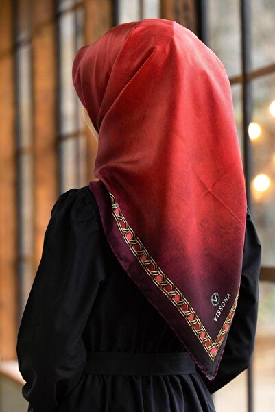 Vissona Eșarfă de mătase Twill pentru femei, roșie