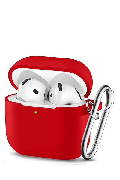 KVK PRİVACY AirPods 4Th Generation - Red Silicone Earphone Case with 2024 Model Hooks