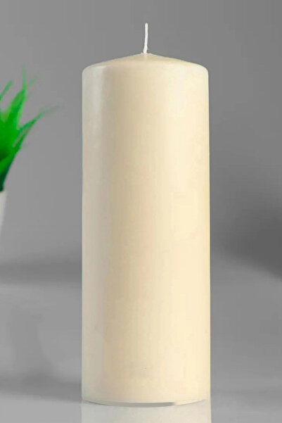 Genel Markalar Silindir Mum Kütük Mum Krem Sandal Ağacı 10 cm Genişlik 30 Cm Yükseklik BÜYÜK BOY