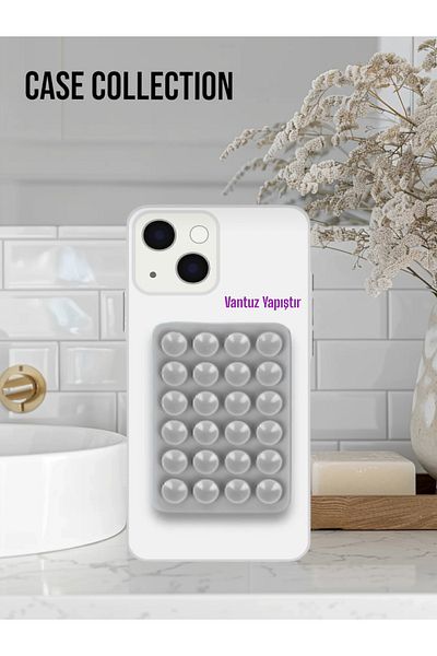 Casecollection Vacuum Slikon Suction Cup Phone Holder, Adhesive Non-Slip Holder for Mobile Phone Sticking to the Glass