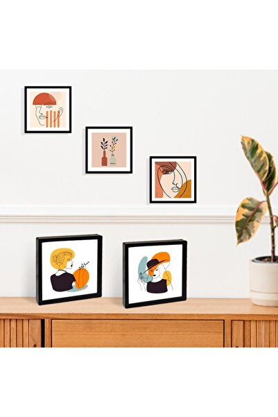Andoweb Yapışkanlı Sök Tak Siyah Pola Çerçeveler 12x12cm - 5'li Paket
