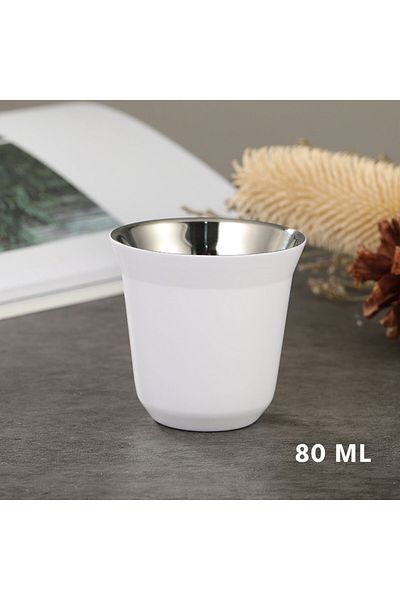 MIBRU Coffee cup vacuum stainless stee 80ml white