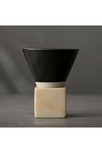 MIBRU Coffee ceramic cup with holder black 150 ml