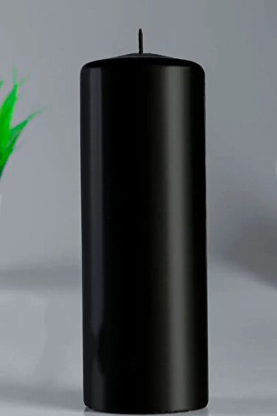 Paşa Cam Silindir Mum Kütük Mum Siyah Sandal Ağacı 10 cm Genişlik 30 Cm Yükse...