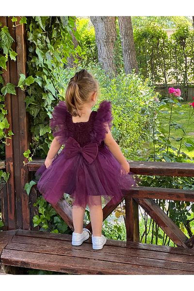 Pumpido Girl's Purple Glitter Dress
