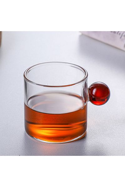 MIBRU Coffee and tea glass cup ball handle 100ml red