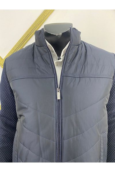 Sadık Collection Мъжко зимно плетено спортно яке с ръкави и яка стойка, еластична талия, водоустойчиво и студоустойчиво 2129