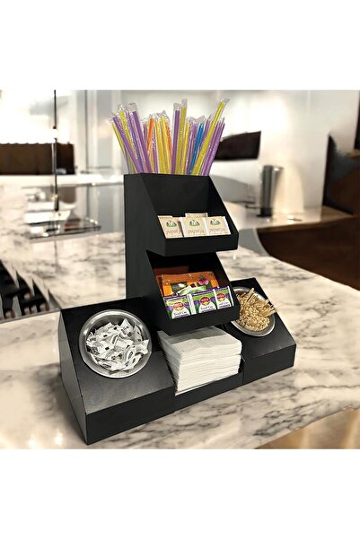 decorelax 7 Bölmeli Endüstriyel Siyah Tezgah Üstü Düzenleyici Organizer, Çay ...