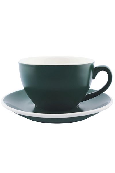 MIBRU Coffee ceramic cup with plate 250ml matt green