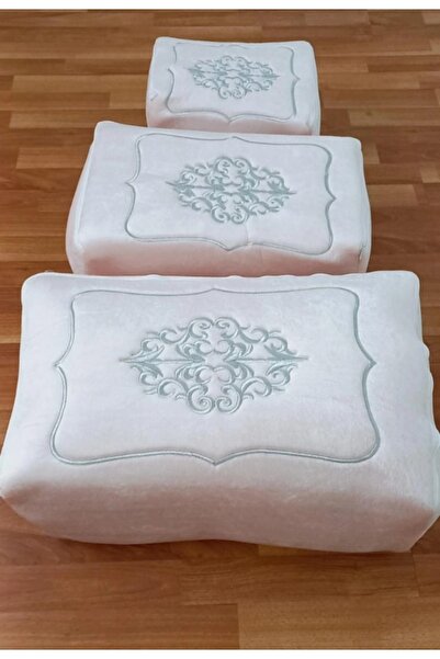 CONSTRAİN Çeyizlik Kadife Gold Işlemeli 3’lü pembe Bohça Nişan Gelin Damat Hurcu