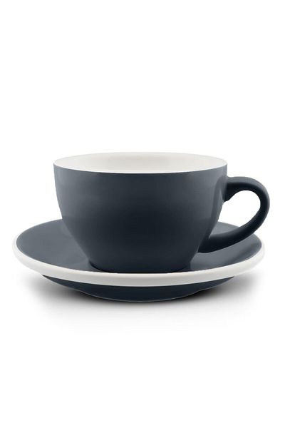 MIBRU Coffee ceramic cup with plate 150ml gray