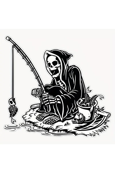 Choice ملصق هيكل عظمي "لن أتوقف عن الصيد أبدًا" مقاس 15×14 سم، ملصق فينيل للس...