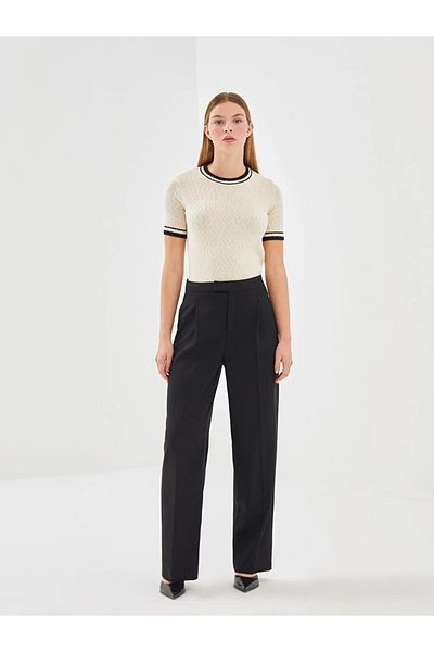LC Waikiki Lcw Vision New Black Standard Fit Wide Leg Women's Trousers