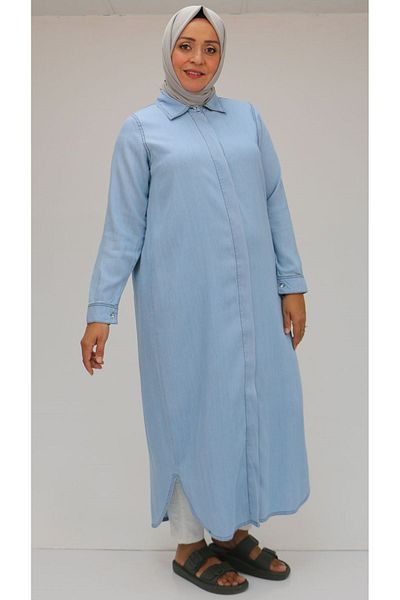Eslina 48053 Ice Blue Liyosel Plus Size Denim Tunica