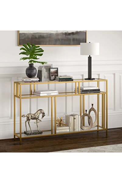 MERZANA Metal Gold Dresuar, 3 Raflı Dresuar