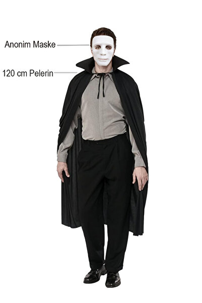 Leyaton Lwlhmrs-Ieg Ieg ™   Black Color Collared 120 cm Cape and White Anonym...