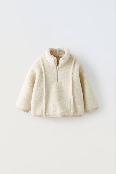 Lolliboomkids Girl's Turtleneck Yarum Zipper Plush Sweatshirt