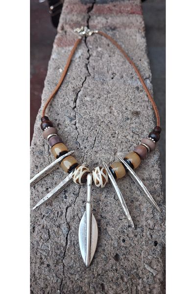 azra takı tasarım Handmade Authentic Bohemian,Silver Cast,Coffee and Colorful Short Women's Necklace