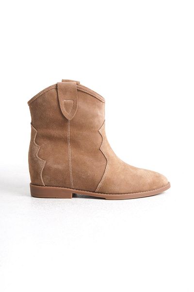 Mubiano Collection Γυναικείες Flat Short Suede Boots Beige - Mcrgn88240 - Bj