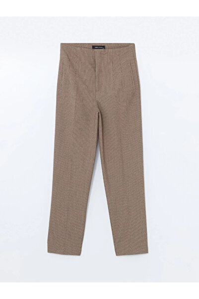 LC Waikiki LCW Vision Kahverengi Ekoseli Dar Fit Kadın Pantolon