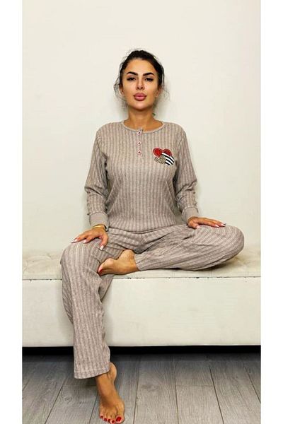 altınok fashion Love 3 Button Pajamas Set
