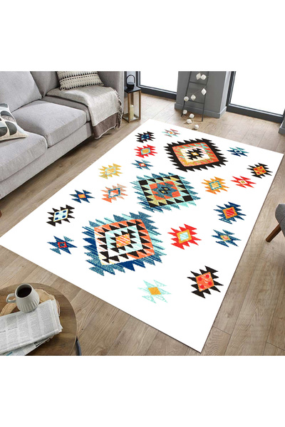 GNL HOME Kilim Desenli dijital baskı yıkanabilir ev salon mutfak ofis halısı