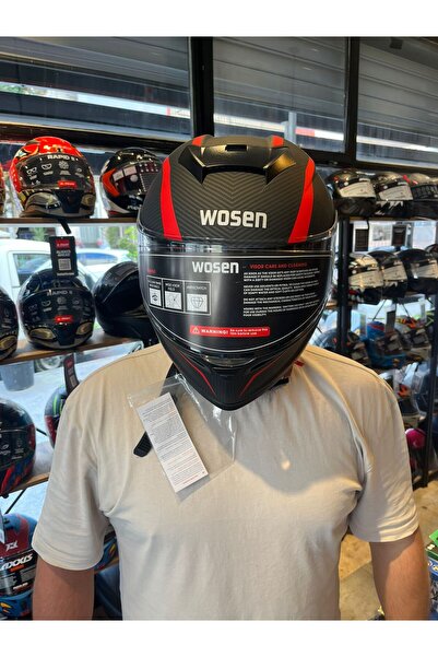 Dnc Motor Aksesuar Wosen Güneş Gözlüklü Çene Açılır Kask (Karbon Siyah)