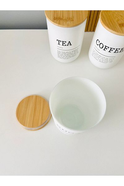 LILY HOME 3-Piece Glass Jar Set with Bamboo Lid - Tea, Sugar and Coffee Jar (Tea-Coffee-Sugar)