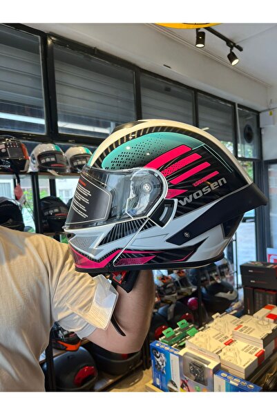 Dnc Motor Aksesuar Wosen Güneş Gözlüklü Çene Açılır Kask Kadın ( Mor)