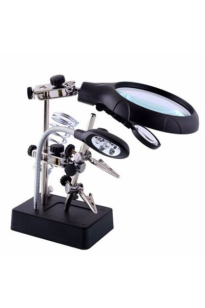 Nikula 2.5X90 Mm 7.5X34 Mm Illuminated Magnifier with Lens Adapter - Table Top Latch