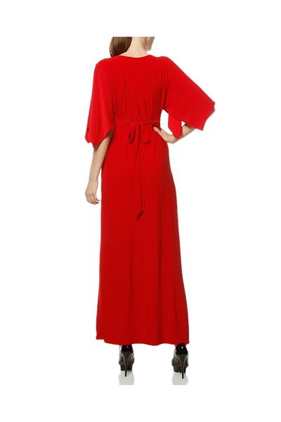 Serap Koç Sash Detail - Wide Sleeve Maxi Dress - Red