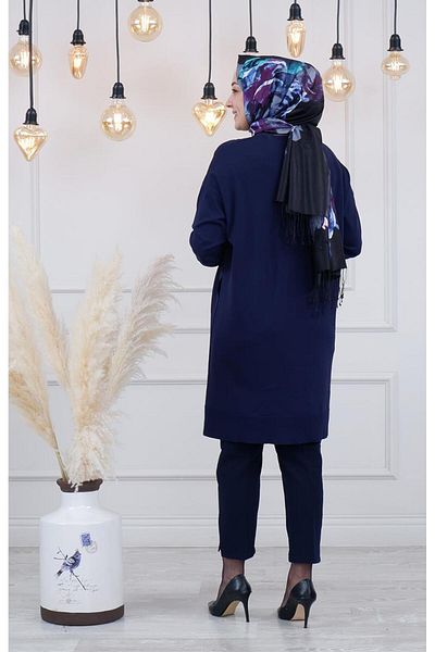 Invee 6367 Navy Blue Knitwear Tunic
