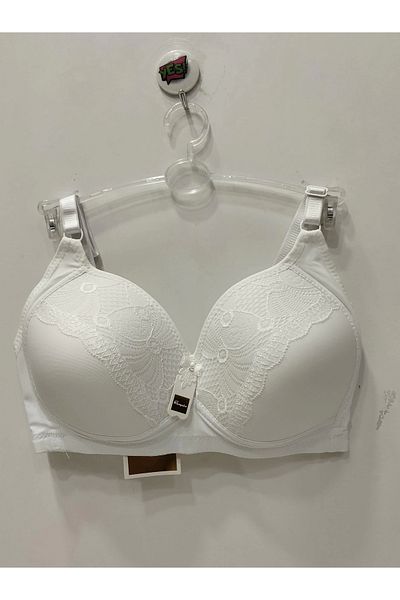 F.K Cleopatra Lace Detailed White Bra Without Underwire and Support - 811