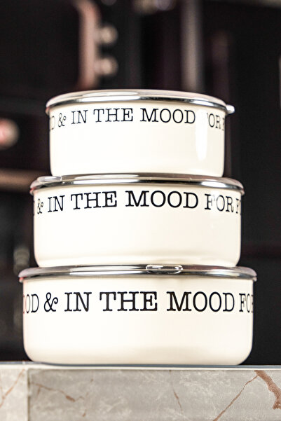 Meturas Set of 3 Vacuum Lid Metal Enameled Storage Containers - 14, 16, 18 cm