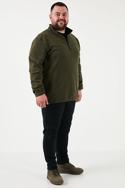 Buratti Ανδρικό Fleece 5906001 B - Plus Size, Stand Collar, Regular Fit, Anti-Pilling, Winter Raised