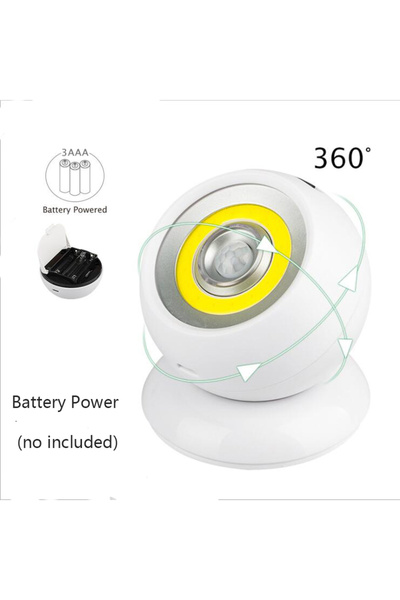 Choice مصباح كروي دوار 360 درجة يعمل ببطارية AAA، مزود بمستشعر حركة PIR، يعمل بتقنية LED، مصباح ليلي، يعمل بمنفذ USB/بطارية