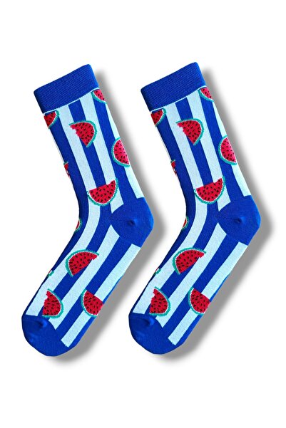 daphne studio Unisex Watermelon Retro Watermelon Pink Pink Socks Patterned Socket Below the Knee