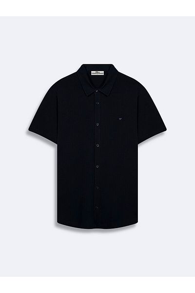 Ltb Πλεκτό κοντομάνικο πουκάμισο Navy Blue