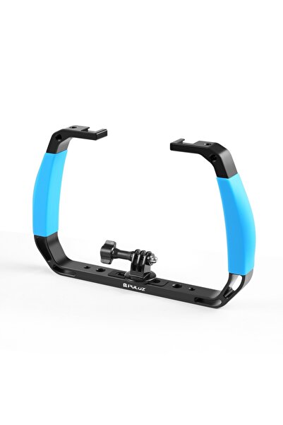 Choice حامل كاميرا الحركة تحت الماء من PULUZ باللون الأزرق، مزود بمقبضين من ا...