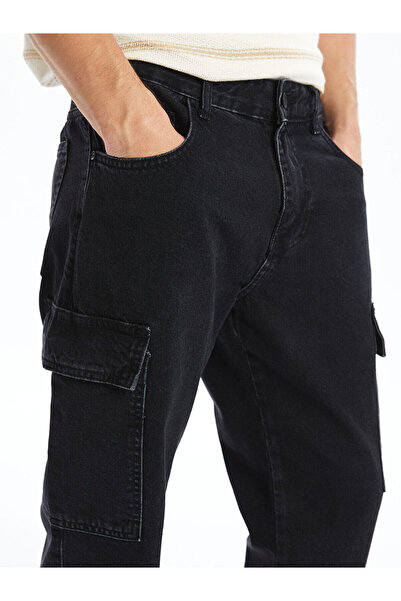 LC Waikiki Lcw Jeans Black 700 Straight Fit Men's Cargo Jean Pants