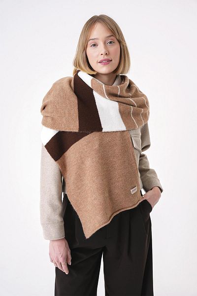 CHUBA Women's Color Blocked Soft Textured Scarf Shawl Mink 25W5002