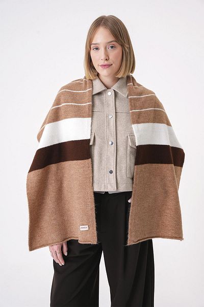 CHUBA Women's Color Blocked Soft Textured Scarf Shawl Mink 25W5002