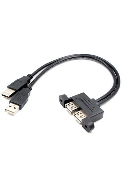 Choice كابل تمديد USB 2.0 بطول 25 سم من ذكر إلى أنثى بمنفذين USB 3.0 مع M3screw Ho