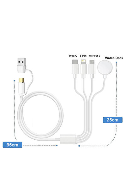 Choice كابل شحن متعدد 4 في 2 120 سم - 47.2 بوصة لساعة iWatch والهاتف لهاتف iP...