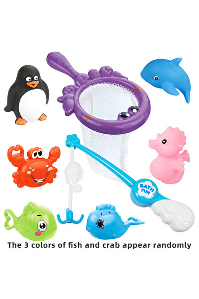 Choice Fishing make up 8PCS Bath Toys Fishing Games with Fish Net Squirt Fishes Crab Pool Bath Time Bathtub