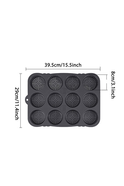 Choice قالب خبز هامبرغر رمادي اللون، قطعة واحدة، قالب خبز دائري فرنسي مقاوم للحرارة، 12 فتحة، سهل الفك، مناسب للمطبخ